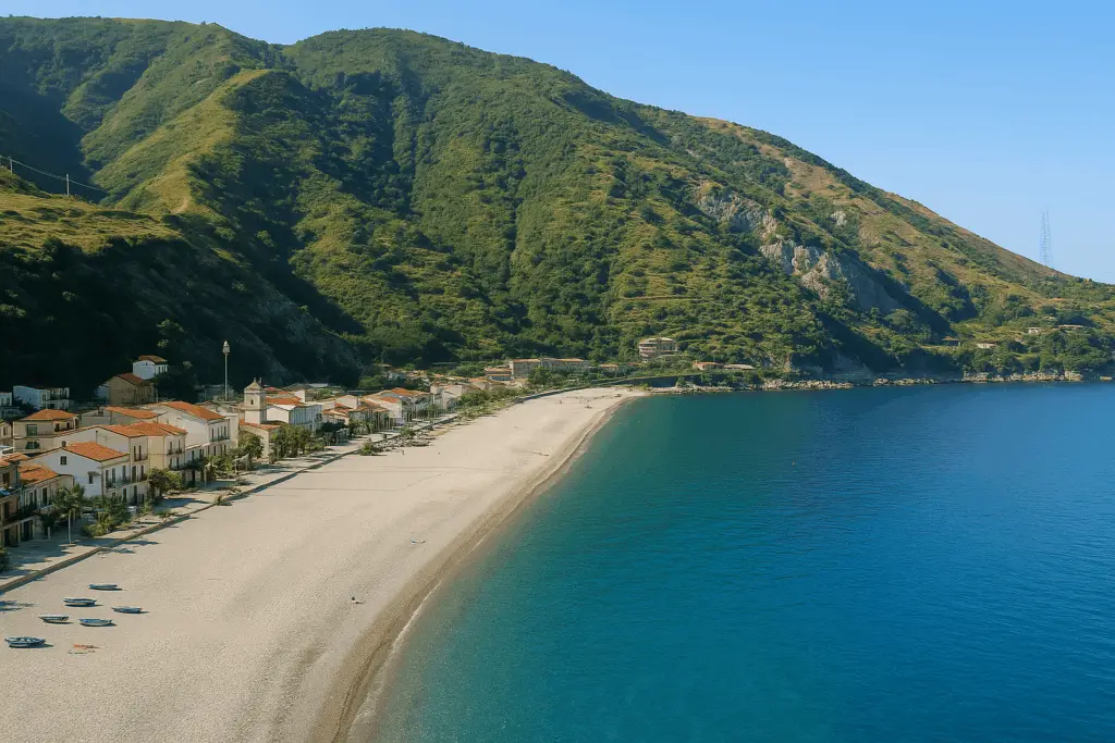 Costa di Favazzina caratterizzata da acque turchesi e trasparenti, ideali per nuotare, snorkeling o semplicemente rilassarsi sulla spiaggia.